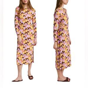 NWT Cara Cara Celeste Geo Lavender Zest Side Cut Out Jersey Knit Midi Dress XS